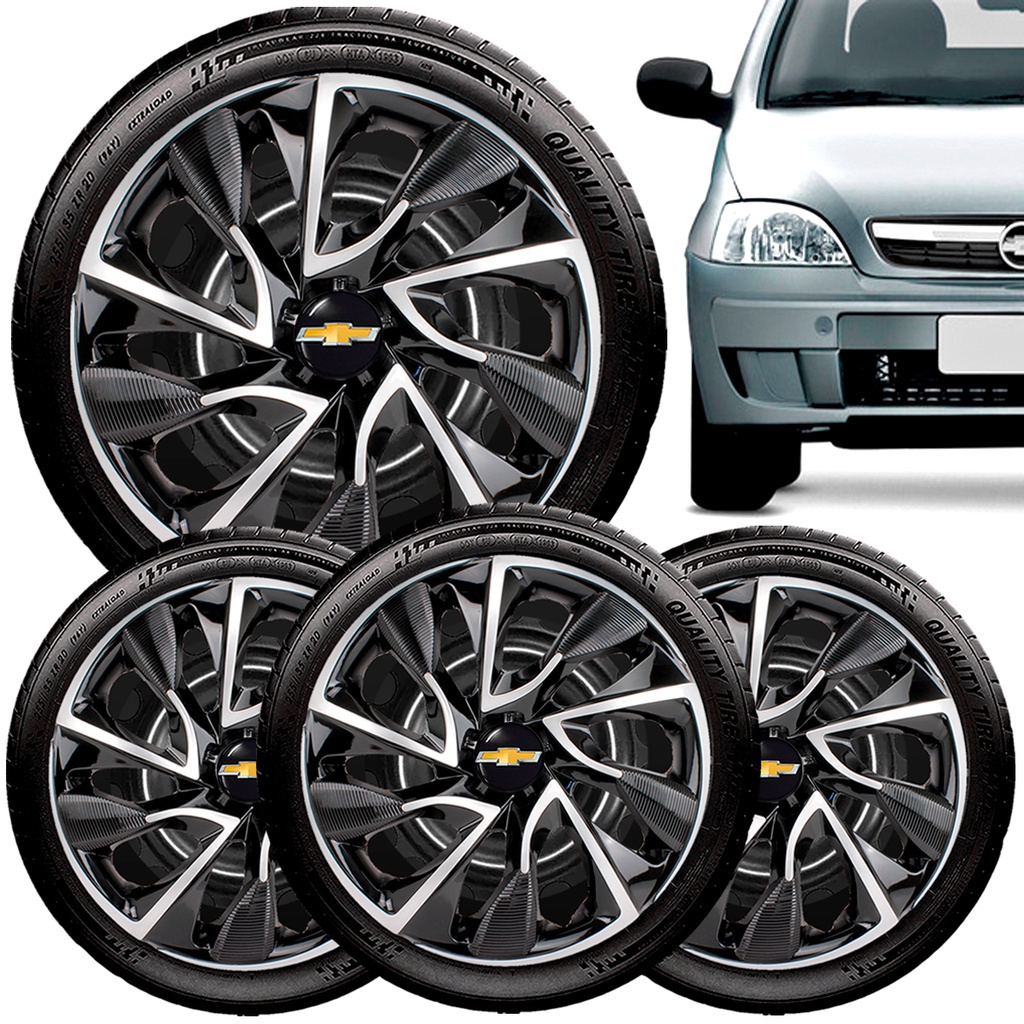 Jogo 4 Carlota Esportiva Ds4 Aro 15 Black Silver Gm Corsa Vectra Celta