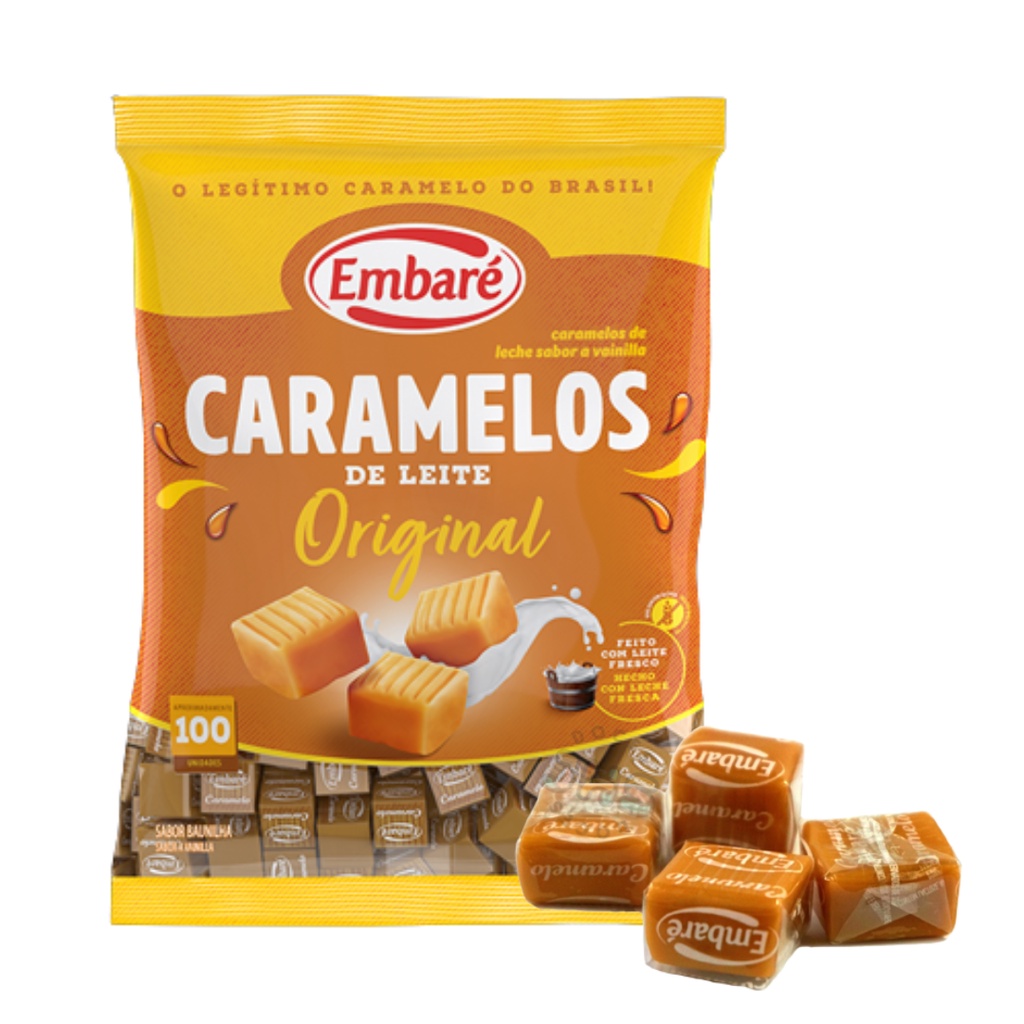 Bala de Caramelo de Leite Embaré Mastigável 660g Sabores