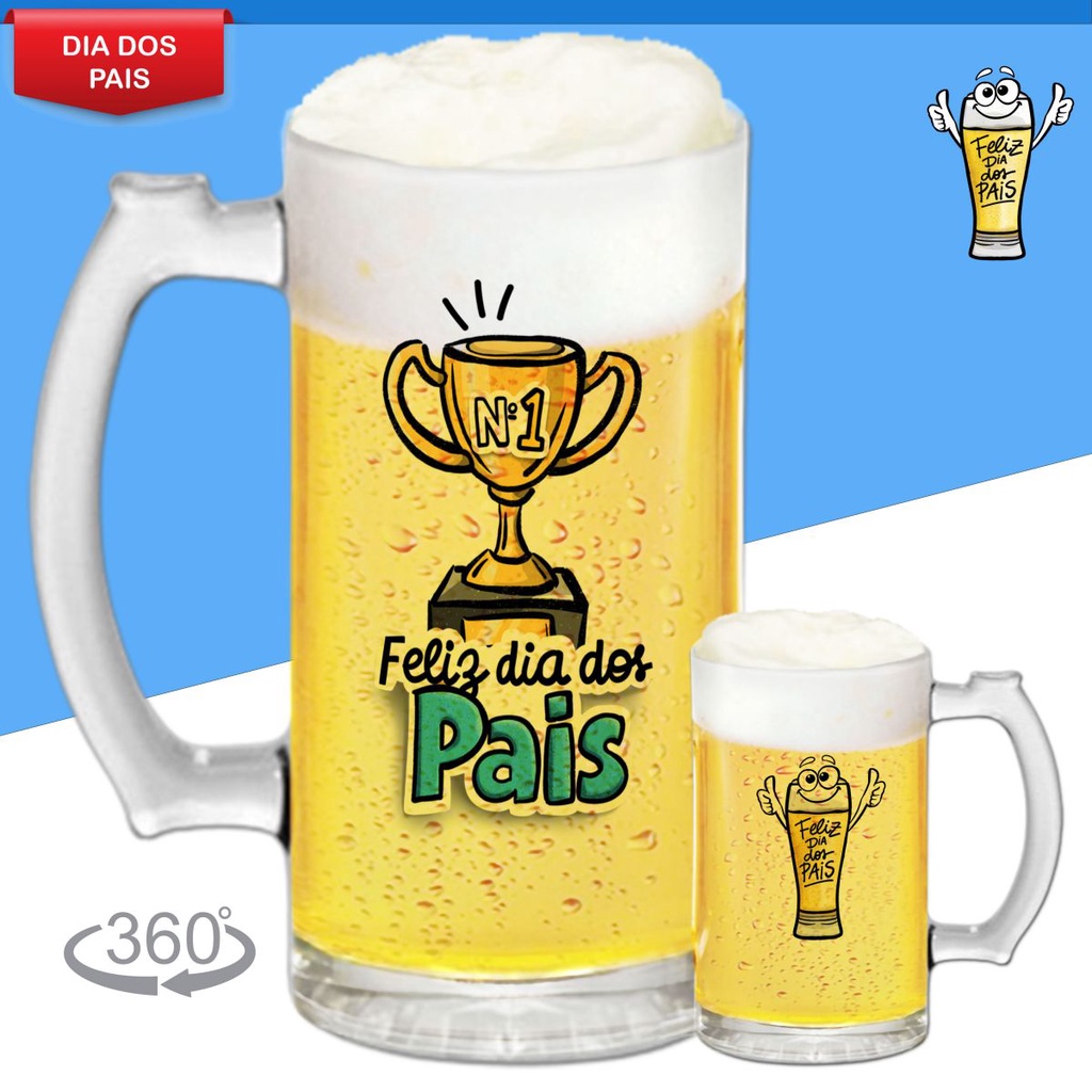 Caneca De Chopp - Cerveja Personalizada De Vidro Para Dia Dos Pais Pai Avô Avo Padrastro Presente Lembrancinha Promoção Cesta