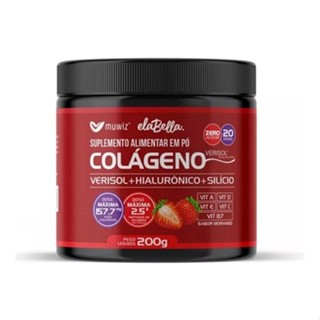 Colageno Em Po Verisol Com Hialurônico E Silício Sabor Morango Muwiz 200g