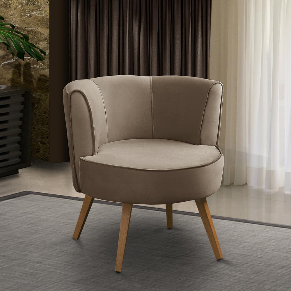 Poltrona Para Sala Decorativa Isa Suede Cappuccino Adonai Estofados em Oferta na Shopee