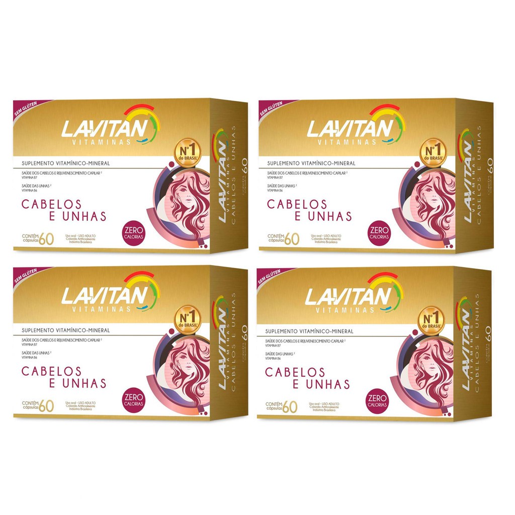 Lavitan Hair Cabelos E Unha Cimed4x 60 Cápsulas com Biotina