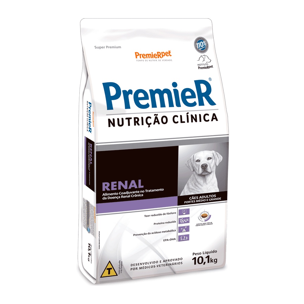 Ração Premier Nutrição Clínica Renal Para Cães Adultos Raças Médias e Grandes 10,1 kg - Pets