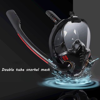 Máscara De Mergulho Dupla Tubo De Silicone Full Dry Adultos Face Snorkelling