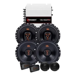 Kit 2 Vias 6 JBL 62VMS80 160W + Par Alto Falantes 6 Triaxiais JBL 6TRMS80 160W + Módulo TS400x4