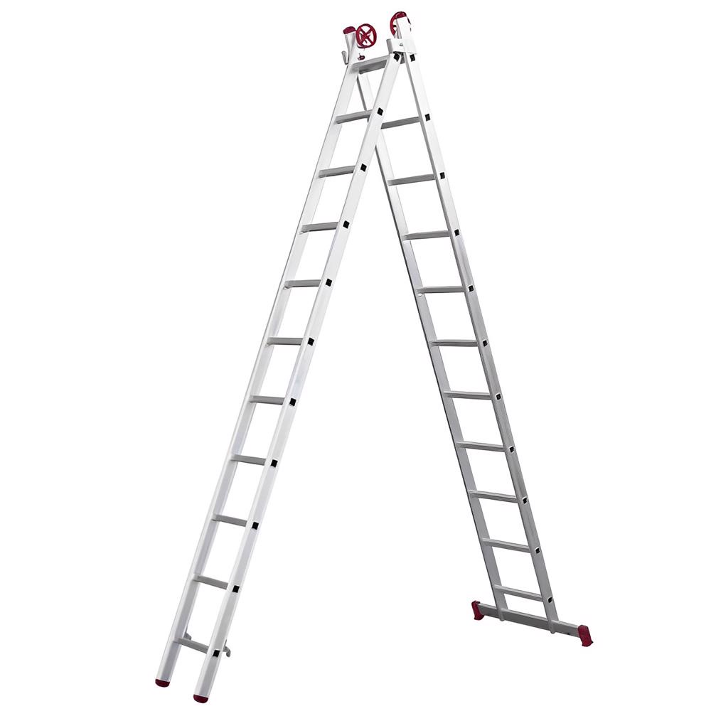 Escada Extensiva de Alumínio 11 x 2 Degraus 3,24 x 5,56 Metros EVE1009 EVALD em Oferta na Shopee