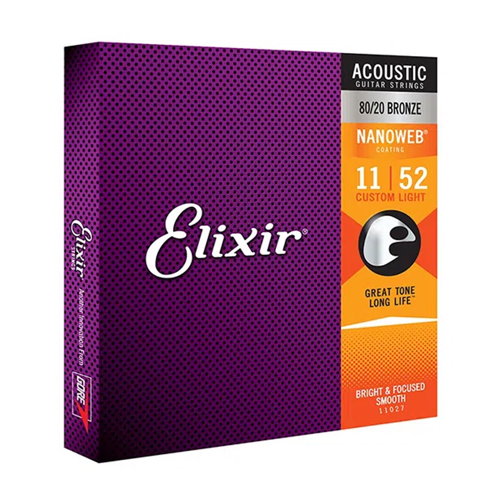 Encordoamento Violão Aço 011 Elixir Nanoweb 11027 Bronze em Oferta na Shopee