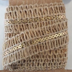 Fita Decorativa de Juta com Detalhe Dourado - 2 metros - ArtLille