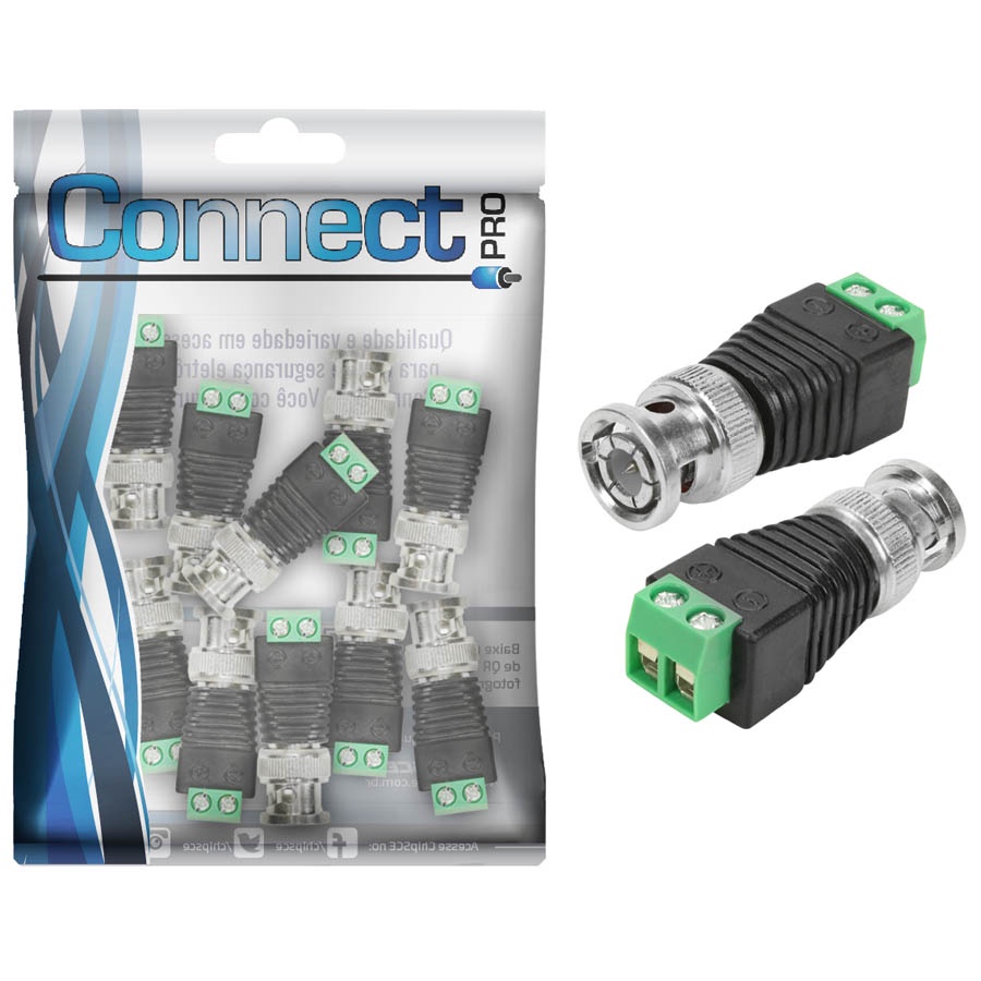 10X Conector Bnc Macho Borne Parafuso P/ Câmera De Cftv