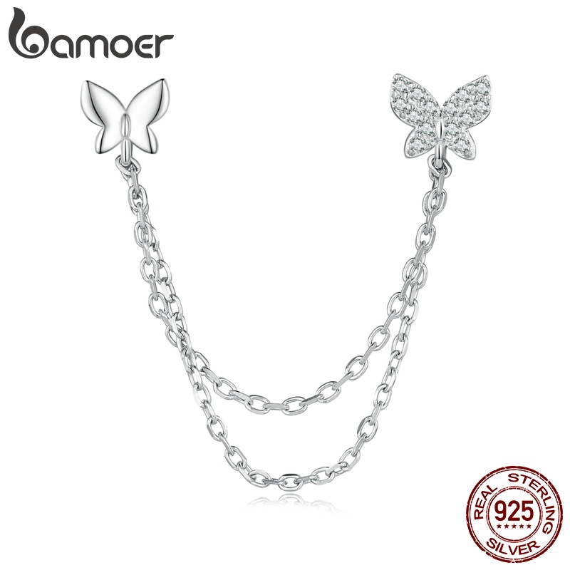 (1 Peça) Bamoer 925 Sterling Silver Double Pierced Butterfly Stud Earrings Jóias De Moda Para Mulheres Presentes De Aniversário em Oferta na Shopee