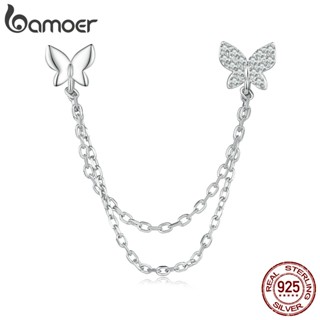 (1 Peça) Bamoer 925 Sterling Silver Double Pierced Butterfly Stud Earrings Jóias De Moda Para Mulheres Presentes De Aniversário