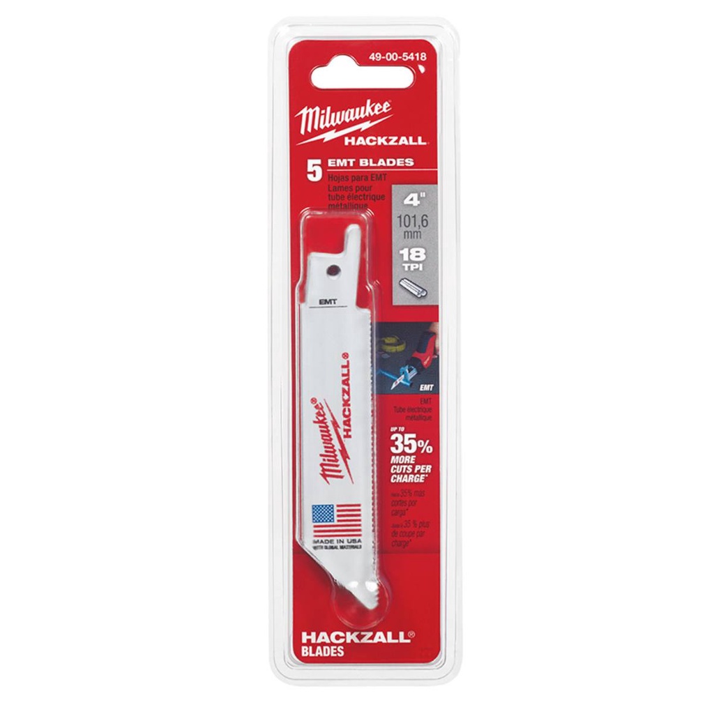 Lamina Serra Sabre Mini 4" -tubo Metalico 5pçs 49-00-5418 Milwaukee