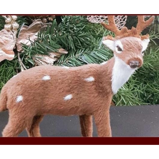 Boneco Rena de Natal Papai Noel Enfeite Decoração Natalina Marrom em Pé 15x15cm — imagem 2 de 2