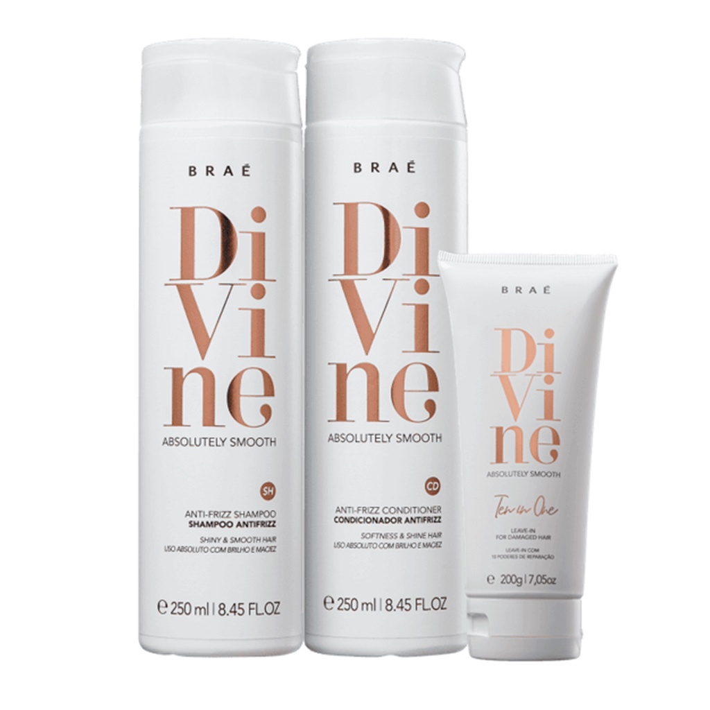 BRAÉ Divine Shampoo e Condicionador 250ml + Leave-in em Oferta na Shopee