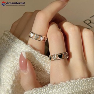 DREAMFOREST Love Shining Micro Diamond Hollow Out Ring Moda Abertura Ajustável Anel De Liga Acessório De Jóias Mulher K6U8