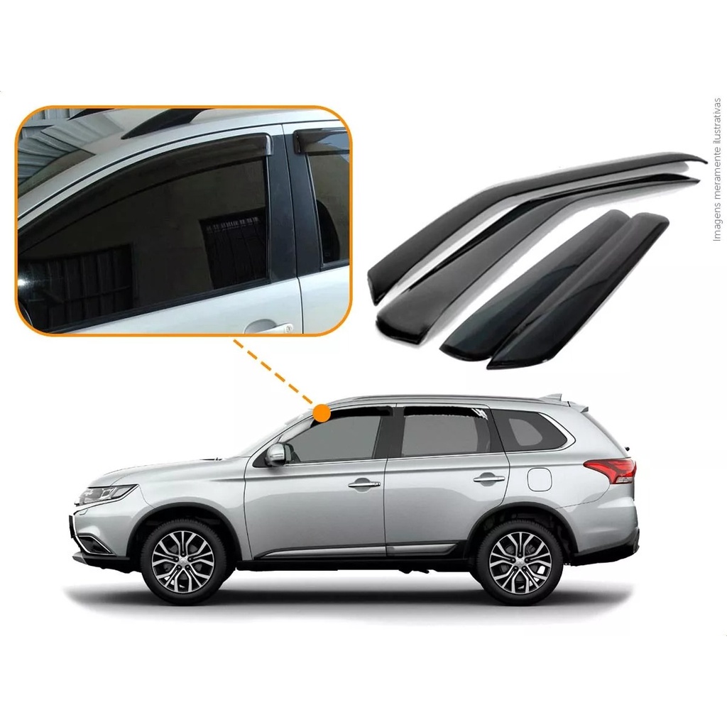 Calha De Chuva Defletor Outlander 2015 A 2020 4 Portas Fume Ecoflex 13.007A