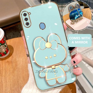Caixa Samsung a11 m11 Plating 3D Para Telefone De Coelho Com 360 ° Concha Macia De silicone Rotativa E Espelho Embutido