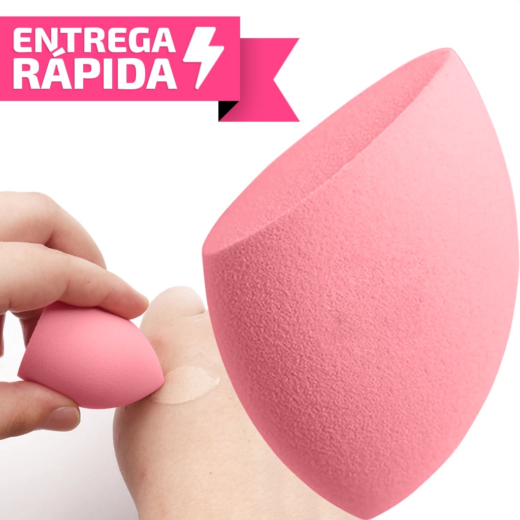 Esponja De Maquiagem 2 Em 1 Chanfrada Gota Acabamento Perfeito Base Pó Corretivo Iluminador Contorno