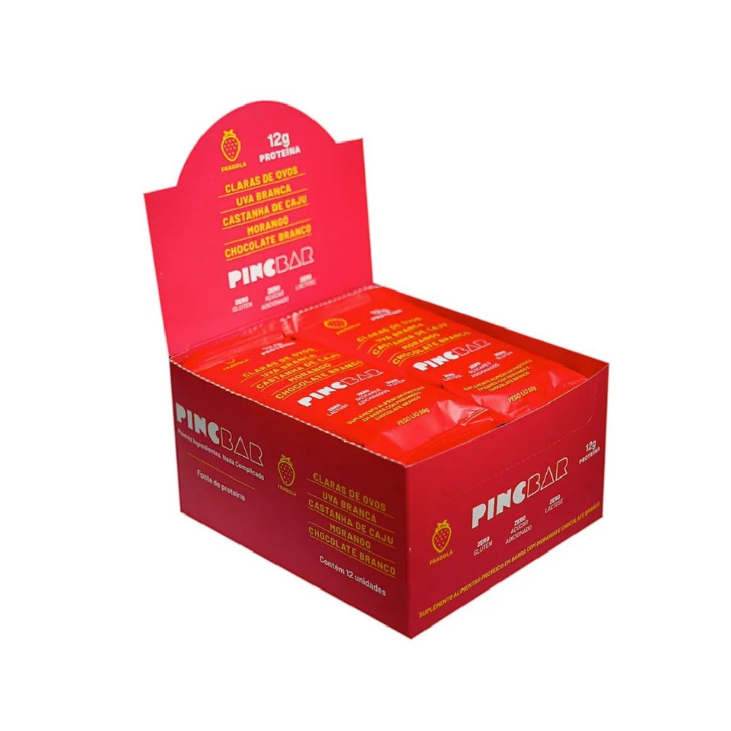 Pincbar Barra de Proteína Natural Fragola - Cx com 12 un.