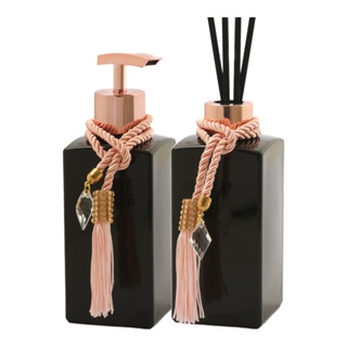 Kit 02 Vidros Retangular Preto Brilhante 250ml Porta Sabonete e Difusor Luxo em Oferta na Shopee