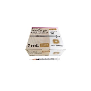 Seringa 1ml C/agulha 13x0,45 Insulina C/100 Descarpack