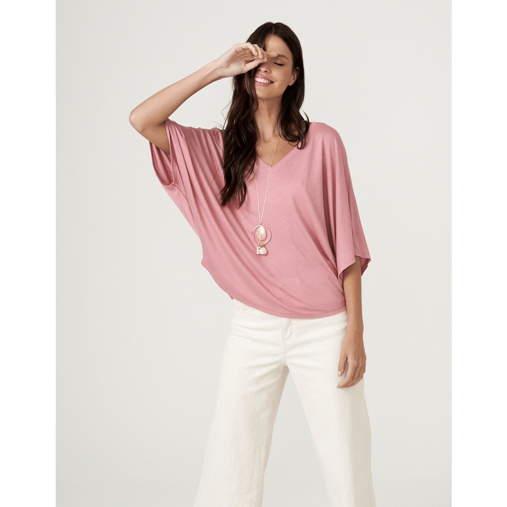 Blusa Zinzane Feminino Ampla Basic - Blush