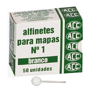 Alfinete para mapa NR 01 branco com 50 unidades ACC