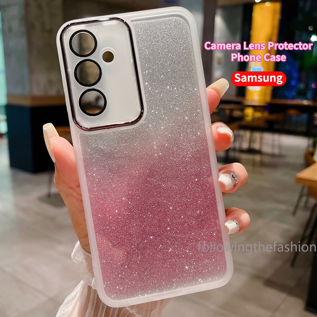 Capa Para Samsung Galaxy A14 4G A24 A34 5G A54 M54 M14 M13 2023 Proteção Da Lente Câmera Starry Sky Silver Foil Glitter Bling Soft TPU Borda Transparente Capa Traseira À Prova De Choque Anti Impacto Capinha Phone Case