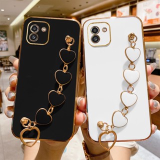 Capinha Para Samsung A03/A03S/A03 Core Com Pulseira Cardíaca Câmera De Borda Reta