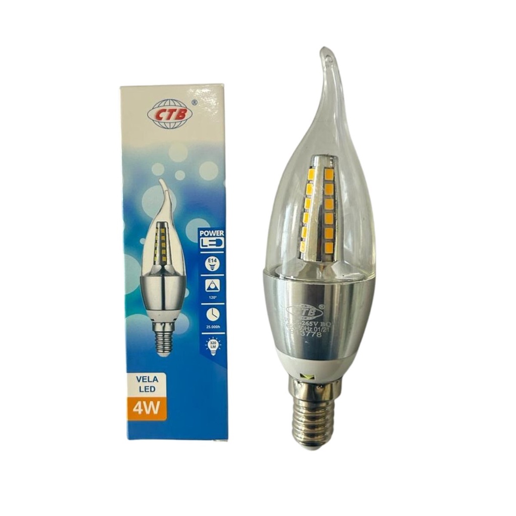 Lâmpada Led Vela 4w Bivolt 4d Base E14 Branco Quente 3000k em Oferta na Shopee