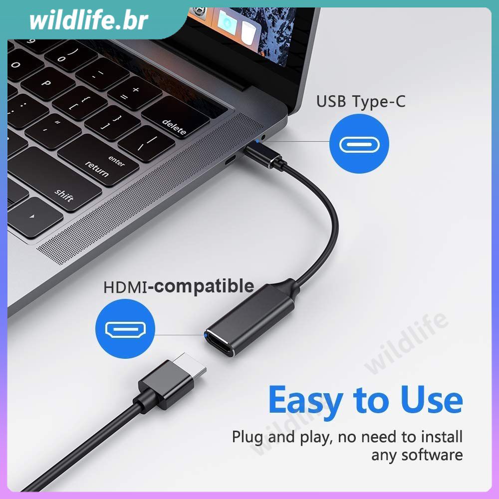 Tipo C Para Hdmi Adaptador Usb Universal Compatível 4k Usb 3.1 Conversor De Tv A Cabo Hd Para Pc Portátil Macbook Huawei Companheiro 30 Chromebook Samsung Vida Selvagem