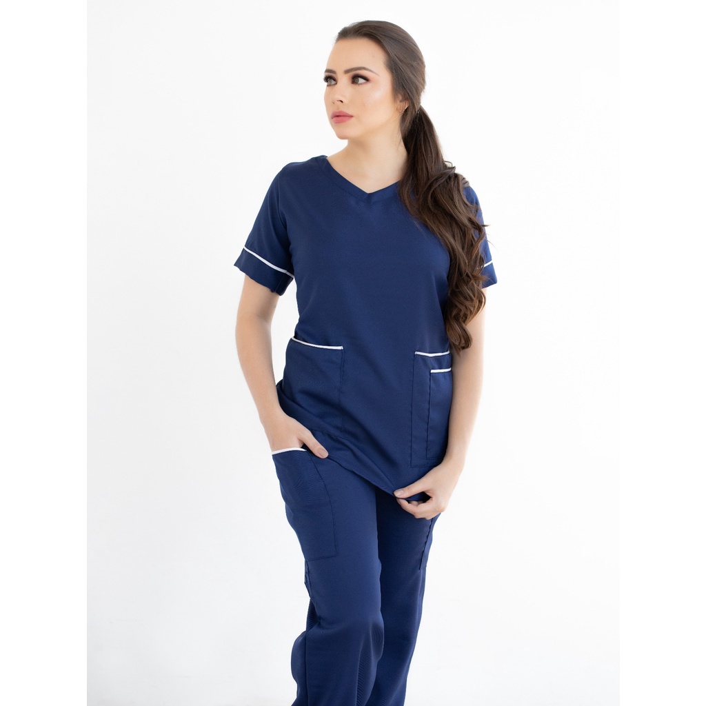 Conjunto Hospitalar Pijama Cirúrgico Scrub Microfibra Gabardine Feminino + TOUCA