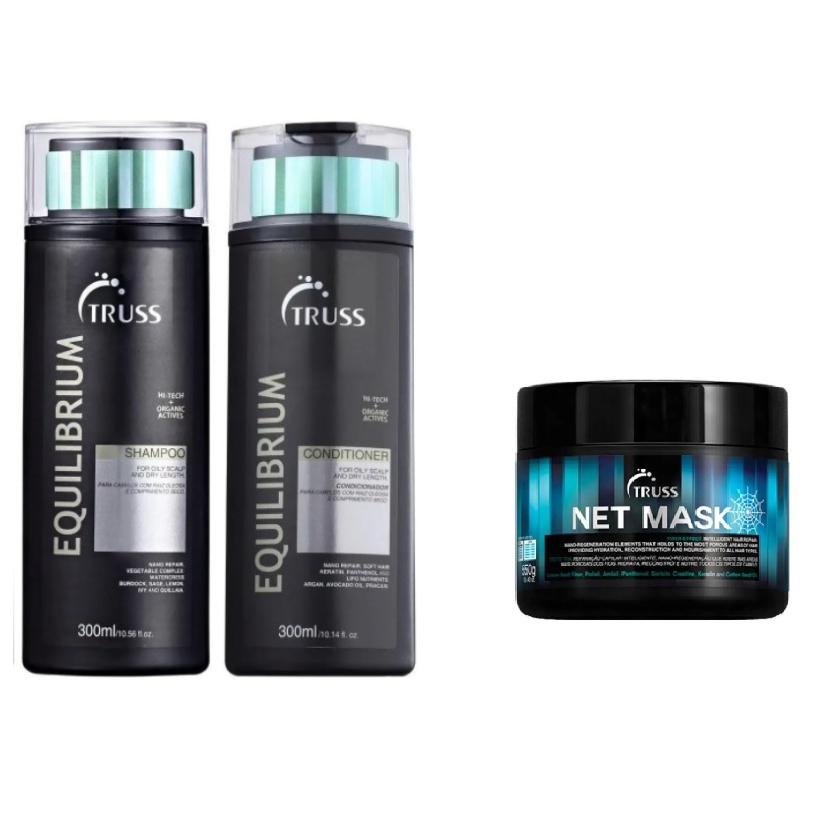 Kit Truss Net Mask + Shampoo E Condicionador Equilibrium Truss