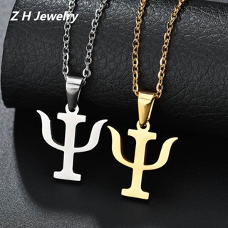 Z H Jóias Ouro 18K 24K S925 Prata Hip Hop Rock Aço Inoxidável PSI Símbolo Pingente Casal Moda Colar De Titânio Retro Punk Party Acessórios
