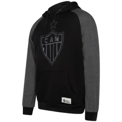 Blusa Moletom Atlético Mineiro com Capuz Preto e Cinza Masculino Oficial