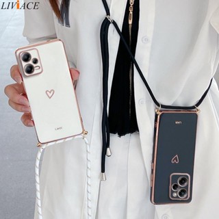 Amor Coração Cruzado Cordão Faixa Chapeado Telefone Capa Para Xiaomi Redmi Nota 12 Pro Plus 4G 5G Poco X5 5G PocoX5 X5Pro