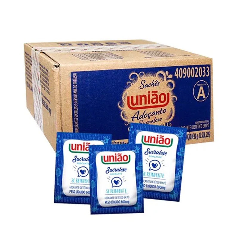 Adoçante sachê sucralose em pó 0,6g caixa com 400 unidades União em Oferta na Shopee