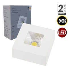 Spot Authentic Plafon Sobrepor Teto Beiral Quadrado Brancro Frio 3000K 5w Avant