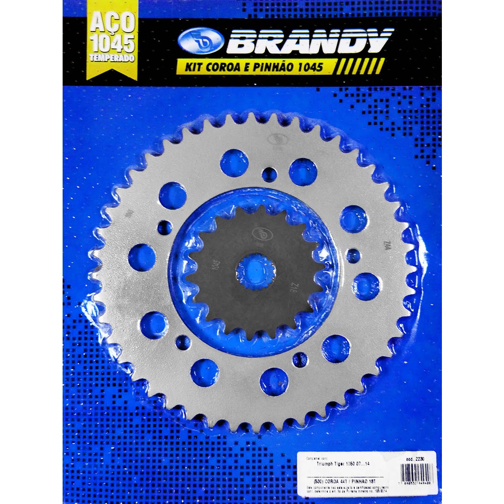 Kit Relação para Moto Triumph Tiger 1050 2007 até 2014 Sem Corrente - Brandy