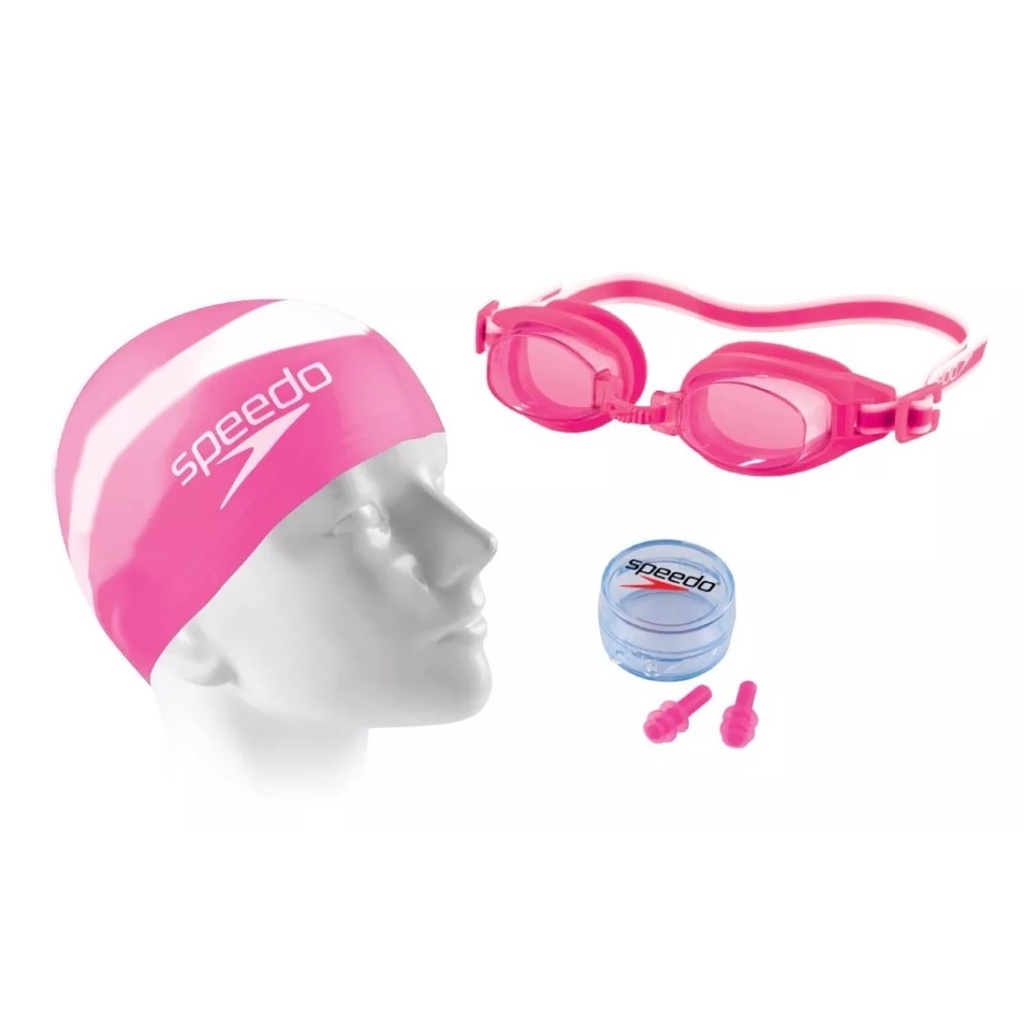 Kit Natação Speedo Swim Óculos Uv + Protetor Ouvido + Touca em Oferta na Shopee