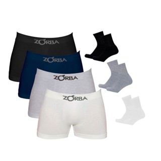 Kit 10 Cuecas Boxer Algodão + 9 Pares de Meias M15 C Medio