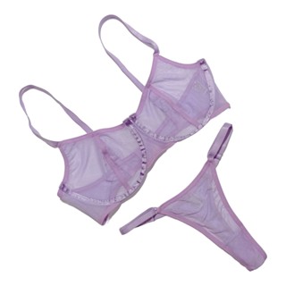 Conjunto sensual tule calcinha com regulagem sutiã com aro