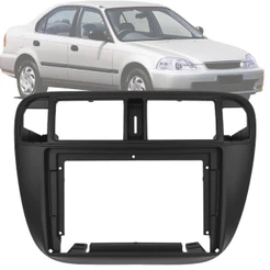 Moldura Painel 2 Din 9" Polegadas Civic 1996 até 2001 Preto Fosco Ar Digital