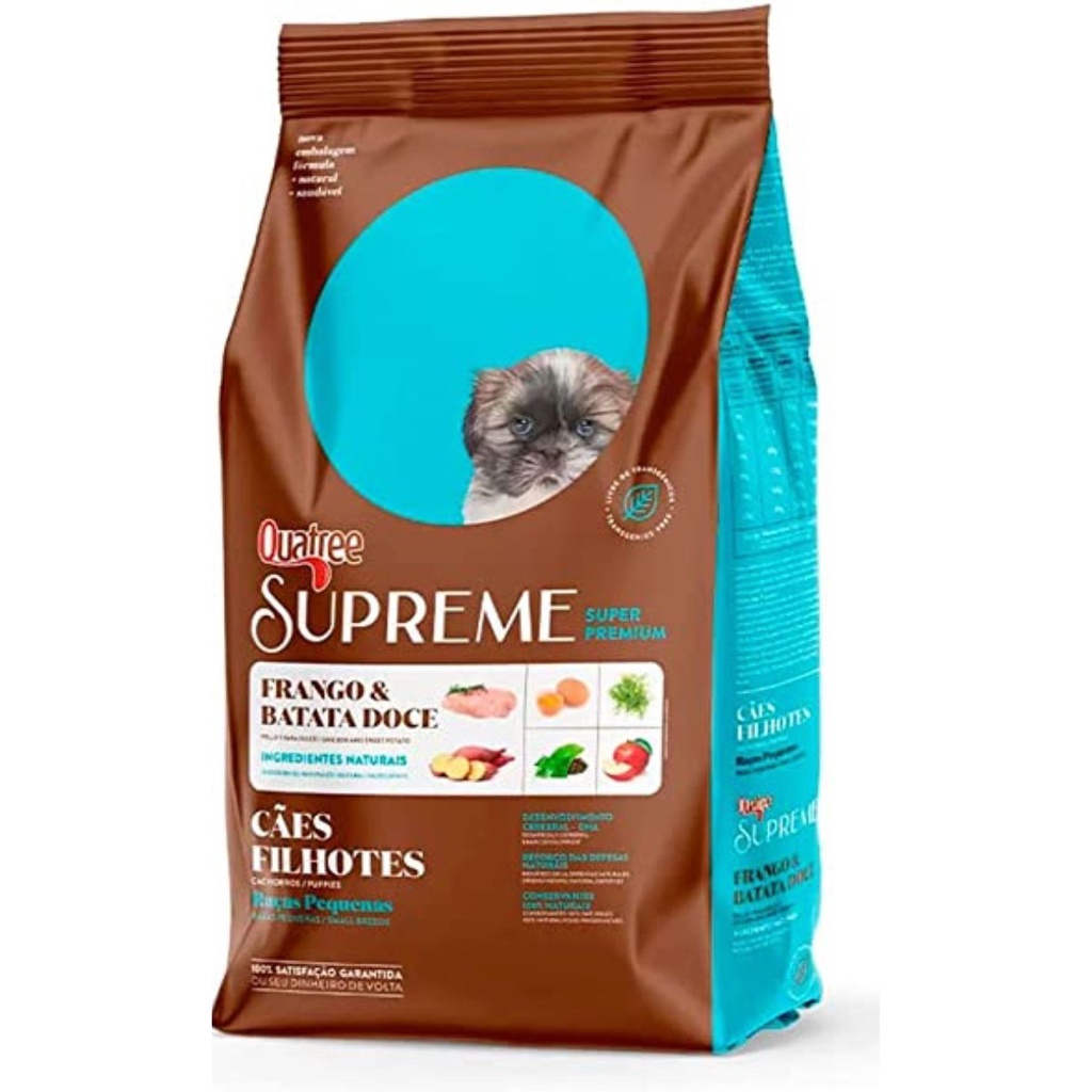Ração Para Cachorro 1KG Alimento Quatree Supreme Filhote Raças Tamanho Pequeno Sabor Frango e Batata Doce em Oferta na Shopee