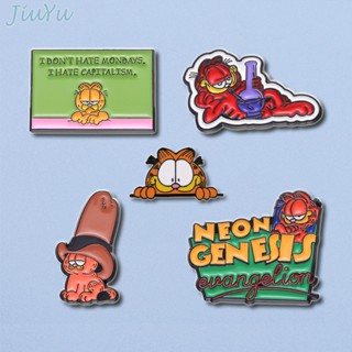 Anime The Garfield Show Metal Esmalte Pins Texto Divertido Eu Não Tenho Chapéu Segundas-Feiras I Capitalização Brochura Cartoon Lapela Crachás Pin Jóias Acessórios Para Crianças Amigos