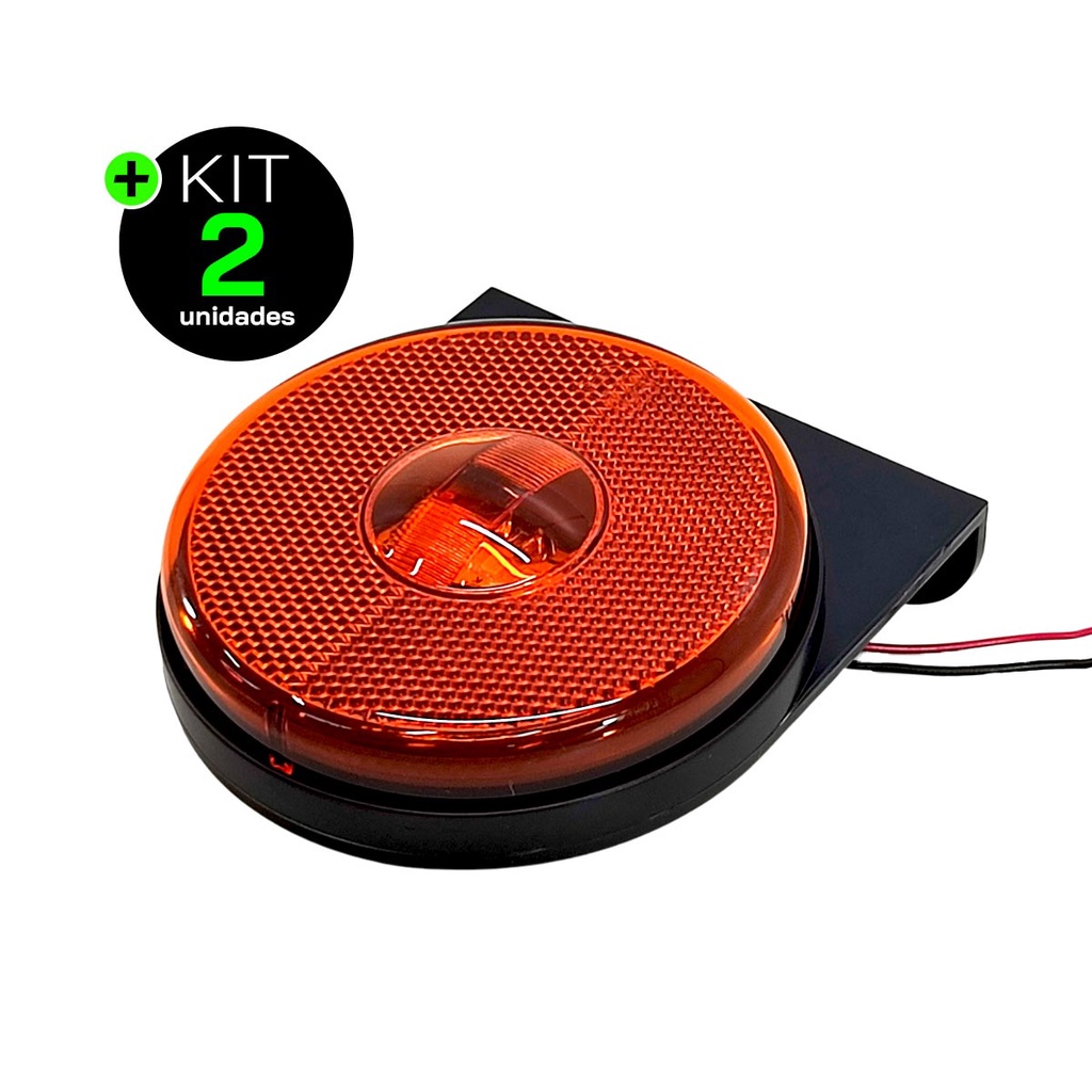 Kit 2 Lanternas Lateral Carreta LED Âmbar Laranja 85mm com Suporte com Fio 12V 24V em Oferta na Shopee