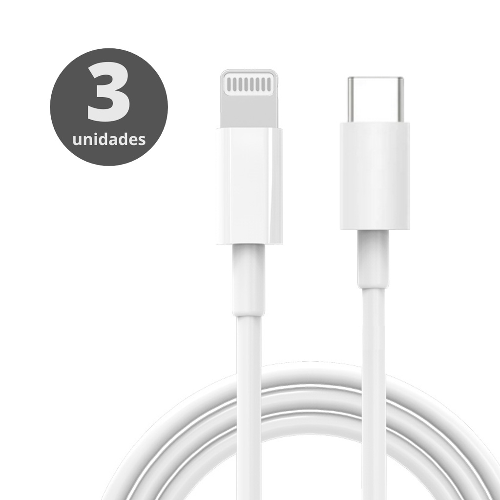 3 Uni Cabo Para Celular Compatível Com Lightning USB C - 1 Metro