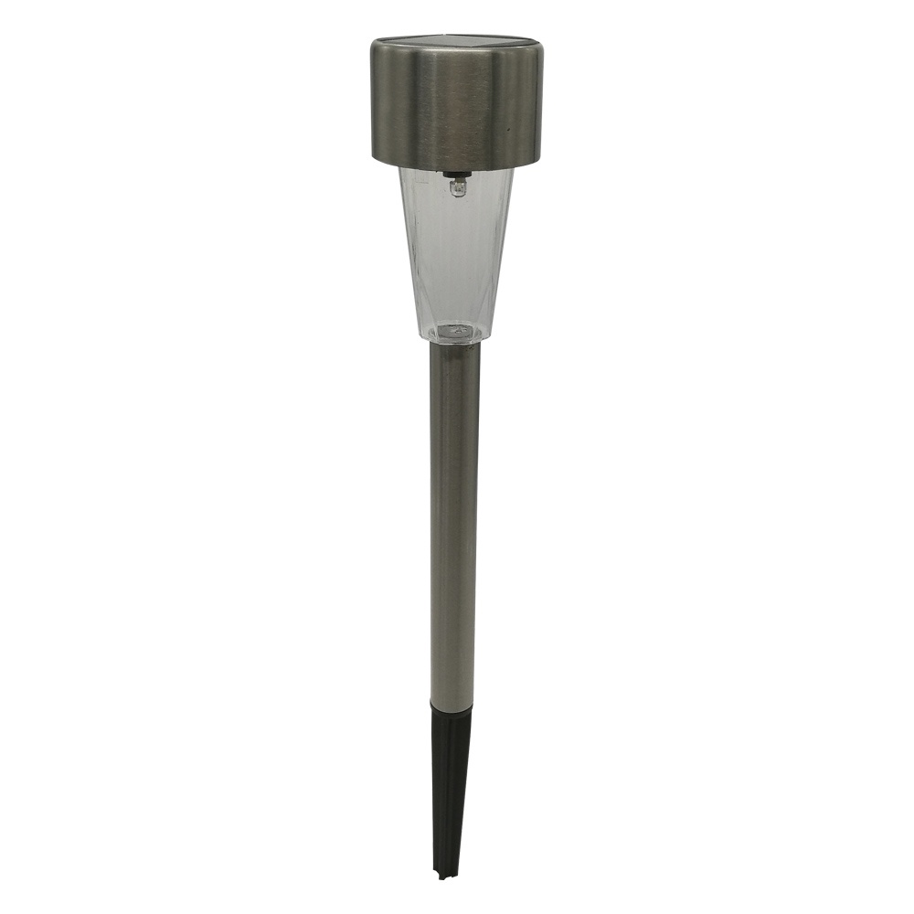 Luminária Solar Balizador Espeto de Jardim Luz LED Branco Frio 6000K Aço Inox - Decoração de Jardim | Acende Automaticamente ao Anoitecer | Mini Poste de Jardim