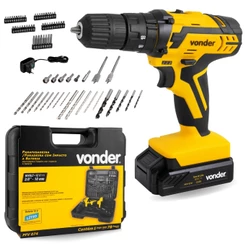 Parafusadeira Furadeira Bivolt Maleta Vonder 74 Acessórios