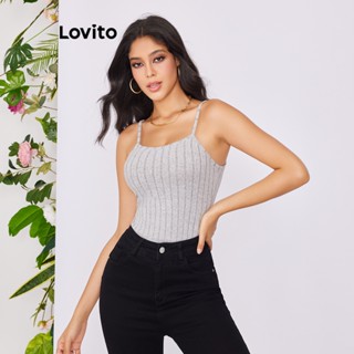 Lovito Regata Básica de Tecido Liso para Mulheres LBE02056 (Cinza)